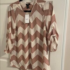 Rue21 Blush and Cream Chevron Blouse - Size M NWT